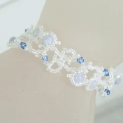 Bracelet S Rose Gold filled 14K - Arabesque Chalcedony-White - Bracelet S Rose Gold filled 14K - Rose Gold filled 14K